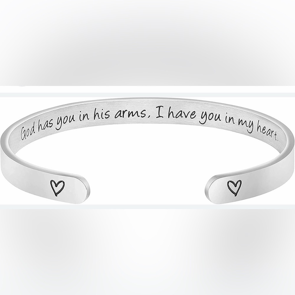 Memorial Silver Engraved Cuff Bracelet